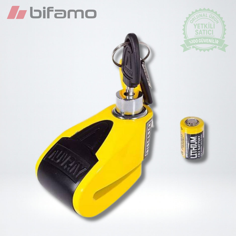AUVRAY B-LOCK 06 ALARMLI DİSK KİLİDİ 6 MM 120db SARI-SİYAH