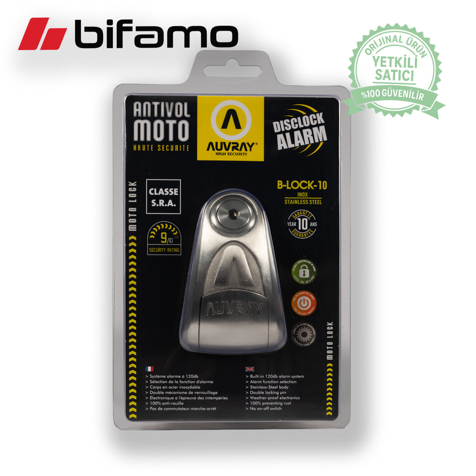 Auvray B-Lock 10 mm Alarm Disc Lock – Stainless Steel Motorcycle Disc Lock
