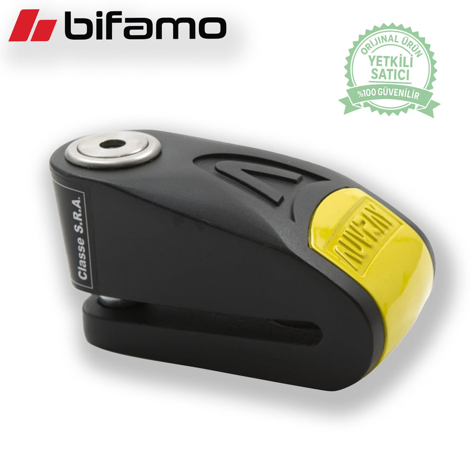 Auvray B-Lock 14 Alarm Disc Lock Black-Yellow – 14mm Stainless Steel Motorcycle Disc Lock