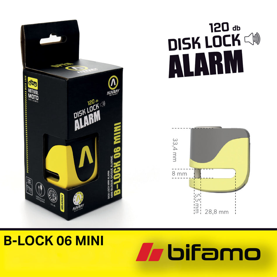 Auvray B-LOCK 06 MINI Rechargeable Alarm Disc Lock – 120 dB Sound Security System